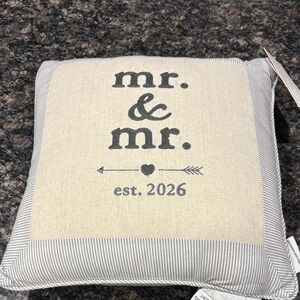 Mr. & Mr. 2026 Decorative Pillow by cupcakes and cashmere bnwt